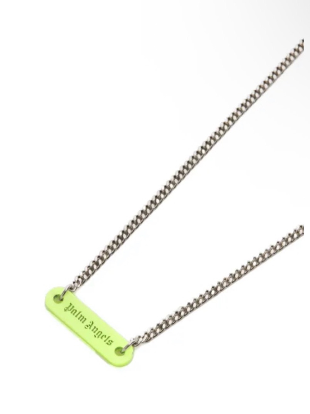 Palm Angels Logo Plate Necklace Silver Fluorescent Yellow